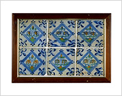 Polychrome Tiles with Design of Composite Flowering Bulbs in Diamond