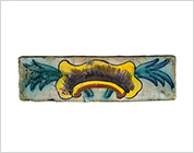 Polychrome Rectangular Parallepiped Tile with Floral Design