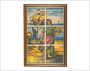 Tiles with Polychrome Design of a Couple on the Seaside