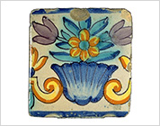 Polychrome Tile with Floral Design