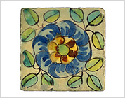 Polychrome Tile with Floral Design
