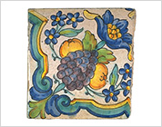 Tile with Polychrome Design of Flowers and Fruits