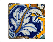 Tiles with Polychrome Design of Scroll