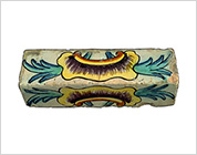 Polychrome Rectangular Parallepiped Tile with Floral Design