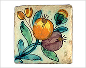 Polychrome Tile with Floral Design