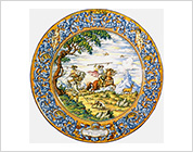 Large Dish with Polychrome Design of Hunting