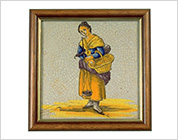 Tile with Polychrome Design of Female Peddler