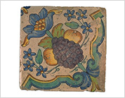 Tile with Polychrome Design of Flowers and Fruits