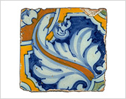 Tiles with Polychrome Design of Scroll