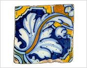 Tiles with Polychrome Design of Scroll