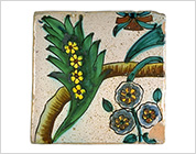 Polychrome Tile with Floral Design