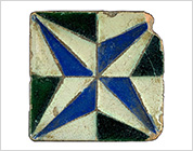 Tile with Geometric Pattern in Blue and Green