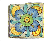 Polychrome Tile with Floral Design