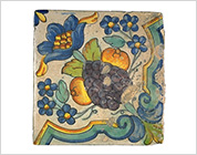 Tile with Polychrome Design of Flowers and Fruits