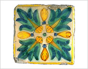 Polychrome Tile with Floral Design