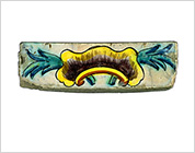 Polychrome Rectangular Parallepiped Tile with Floral Design