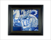 English Delft Tiles with Design of the Scene from Narrative Story