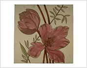 Transfer Printed Tiles with Added Hand-Colouring (Flowers in the Pot)