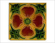 Tube Lining Tiles with Floral Design