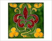 Tube Lining Tile with Floral Design