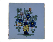 English Delft Tile with Design of Flower Basket