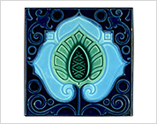 Tube Lining Tiles with Floral Design