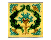 Tube Lining Tiles with Floral Design