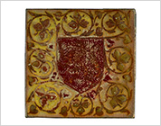 Hand Painted Tile with Design of Shield