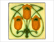 Tube Lining Tiles with Floral Design