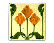 Tube Lining Tiles with Floral Design
