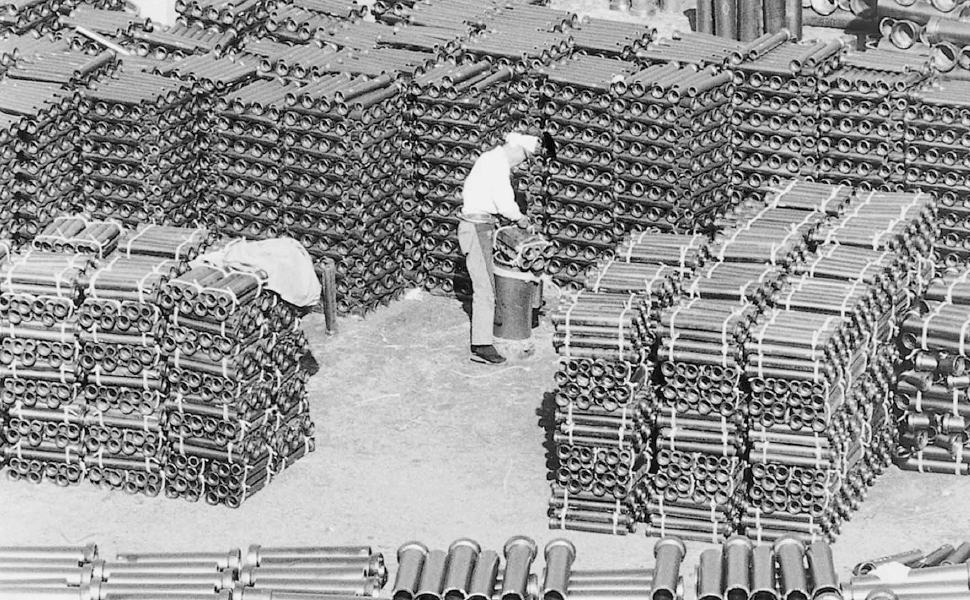 Shiny earthenware pipes ready to be shipped from a factory in Tokoname.