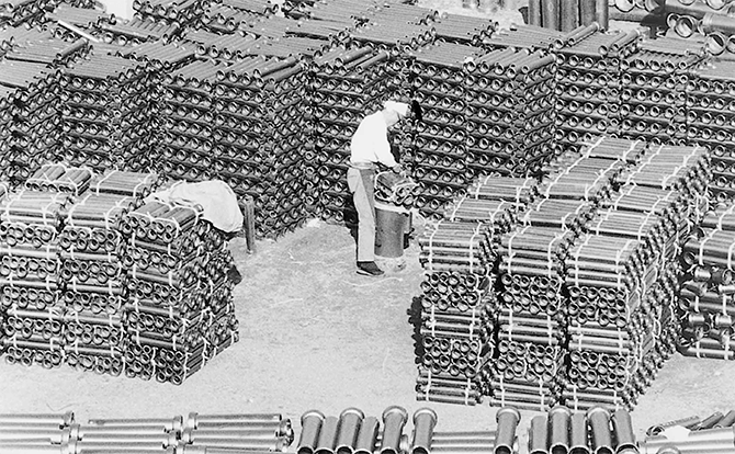 Shiny earthenware pipes ready to be shipped from a factory in Tokoname.