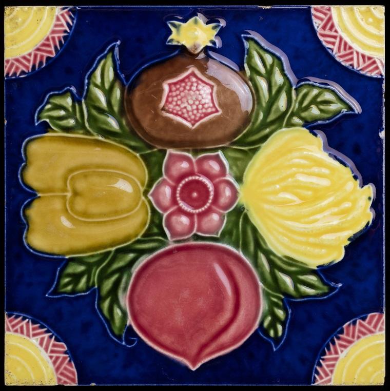 Japan-made Majolica Tile, 20c