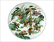 五彩手陶板（山水人物）