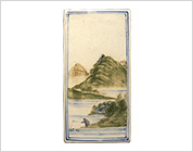 釉上彩陶板（山水）