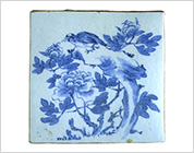 染付陶板（花鳥）