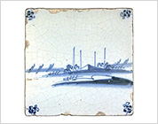藍彩風景画タイル