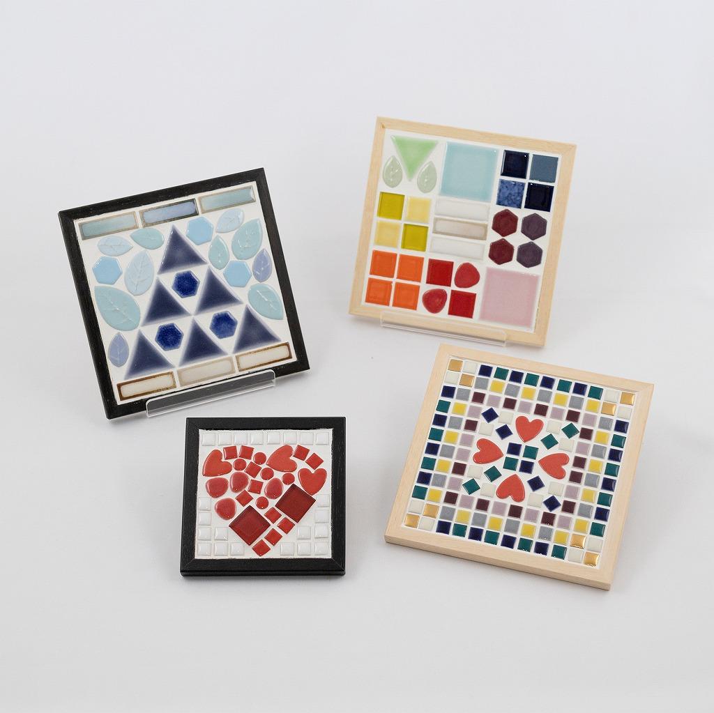 モザイクアート見本／左下：10cm×10cm  それ以外：15cm×15cm