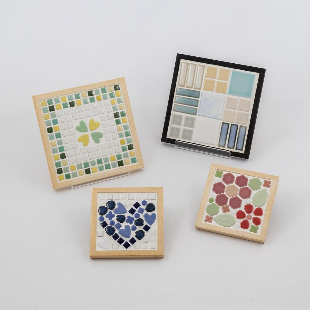モザイクアート見本／下2点：10cm×10cm  上2点：15cm×15cm