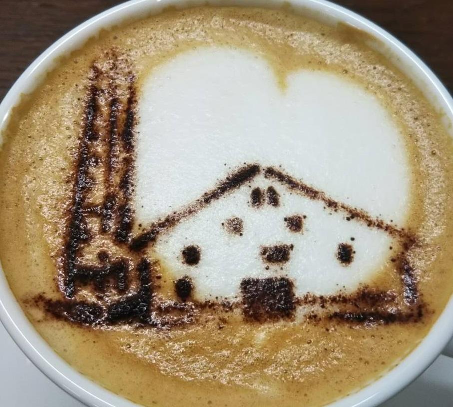 窯を描いたラテアートをプレゼント!