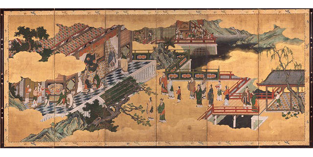 企画展の 屏風絵作品を入替展示しました