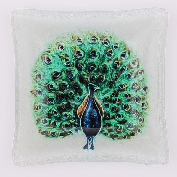 ヴィクトリアンタイル柄 ガラス小皿 サイズ：約H8×W8cm（厚さ1.5㎝）